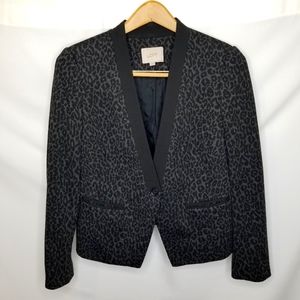 Loft - Gray and Black Leopard Print Blazer Size 10P